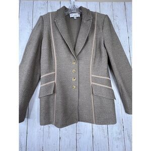 St. John Blazer Women's Size 6 Woven 4 Button Woven Unlined Imperfect Chevron
